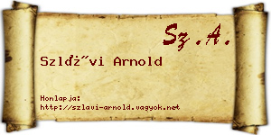 Szlávi Arnold névjegykártya